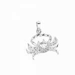 Sterling Silver Rhodium Plated CZ Crab Pendant - JewelryWeb