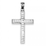 Sterling Silver Diamond-Cut Cross Pendant - JewelryWeb