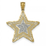 14k and Rhodium-plated Star Pendant - JewelryWeb