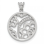 Sterling Silver Rhodium-plated Round Pendant - JewelryWeb