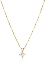 IGI Certified 14k Yellow Gold Princess-Cut Diamond Pendant Necklace (0.50 cttw, H-I Color, SI2-I1 Clarity), 18