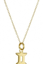 Gold Plated Sterling Silver Gemini Zodiac Pendant Necklace, 18