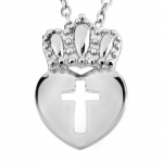 ELYA Stainless Steel Claddagh Cut-out Cross Pendant Necklace - 18