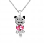 CL Online Crystal Lucky Cat Pendant Necklace Women Fashion Jewelry CLY09025