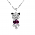 CL Online Crystal Lucky Cat Pendant Necklace Women Fashion Jewelry CLY09025