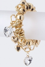 BAUBLES & CO CRYSTAL HEART METAL CHAIN BRACELET (Clear/Gold)