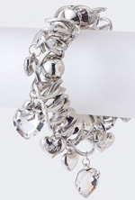 BAUBLES & CO CRYSTAL HEART METAL CHAIN BRACELET (Clear/Silver)