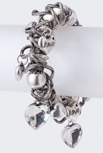 BAUBLES & CO CRYSTAL HEART METAL CHAIN BRACELET (Antique Silver/Clear)