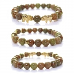 Unakite Elephant Bracelet with Goldtone accents By Kanti Design