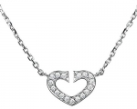 Chaomingzhen Sterling Silver Rhodium Plated Cubic Zirconia Open Heart Pendants Necklaces Women with 5cm Extend Chain