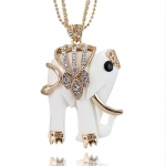 Chaomingzhen Indian Elephant Pendant Long Necklaces for Women Crystal Gold Plated