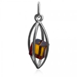 Amber Sterling Silver Millennium Collection Modern Pendant