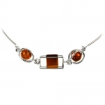 Honey Amber Sterling Silver Millennium Collection Round Necklace