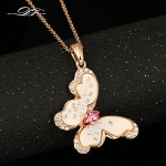 TKCJ lower Butterfly 18K Rose G d Plated Charms Necklaces & pendants Fashion Jewelry For Women Gifts Crystal Chains