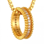 U7 Cubiz Zirconia 18K Gold Plated Ring Pendant Chain Necklace For Men Women Girls Teens