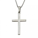 Sterling Silver Border Cross Pendant Cable Chain Necklace, 16