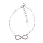 Sterling Silver Plated Infinity Small Pendant 1 Row Cable Chain Bracelet