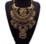 Girl Era Best Multi-Layers Filigree Flower Pendant Statement Chunky Long Big Collar Necklace(g)