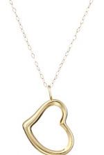 14k Yellow Gold Open Heart Pendant Necklace, 18