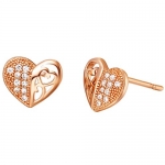 Beydodo 18k Rose Gold Plating Women Stud Earrings Hearts Austria Crystal Environmental Pierced Ear Nail