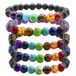 JOVIVI® 7 Chakra Stone Bracelet Natural Gemstone Yoga Reiki Prayer Stone - Pack of 5