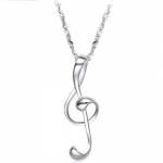 MoAndy Jewelry Plated White Gold Women's Pendant Chain Necklace Music Symbols Shape For Her