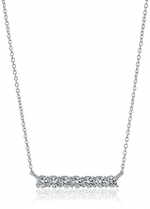 Platinum-Plated Sterling Silver Swarovski Zirconia Bar Pendant Necklace