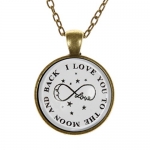 I Love You To The Moon And Back Mini Pendant Necklace, White