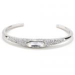 Double FNT Platinum Plated Silver Diamond Crystal Women Fashion Cuff Bracelet white