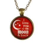 I Love You To The Moon And Back Mini Pendant Necklace, Red