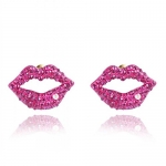 Fashion Lip prints earrings 18k gold plated. Austrian crystal earrings