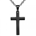 Sirius Jewelry Mens Fashion Gift Crucifix Cross Stainless Steel Pendant Necklaces with Gift Box (3.8cm Black)