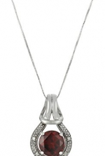 10k White Gold Garnet and Diamond Accent Love Knot Pendant Necklace, 18