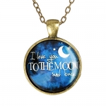 I Love You To The Moon And Back Mini Pendant Necklace, Blue