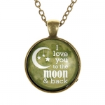 I Love You To The Moon And Back Mini Pendant Necklace, Brown