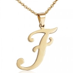 Besteel Womens Mens Stainless Steel Alphabet Name Initial Letters Pendant Necklace Letter F