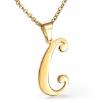 Besteel Womens Mens Stainless Steel Alphabet Name Initial Letters Pendant Necklace Letter C