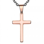 Sirius Jewelry Mens Fashion Gift Crucifix Cross Stainless Steel Pendant Necklaces with Gift Box (3.2cm Rosegold)