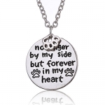 No Longer By My Side but Forever in My Heart Cute Paw Pendant Necklace Charm Jewelry Love Pets Silver