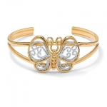 PalmBeach Jewelry 49912 18k Yellow Gold-Plated Filigree Butterfly Cuff Bracelet 6 1/2