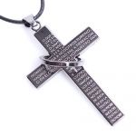 Red Dandelion Personalize Titanium Steel Cross Pendant Scripture Men Necklace