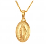 U7 18K Gold Plated Virgin Mary Pendant Necklace Religious Jewelry