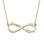 Infinity Pendant Name Necklace in Gold Plating - Custom Made with Two Names - Endless Love for couple