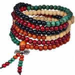 Tibetan 216pcs Red Rosewood Beads Buddha Mala Buddhist Vajra Bracelet Necklace